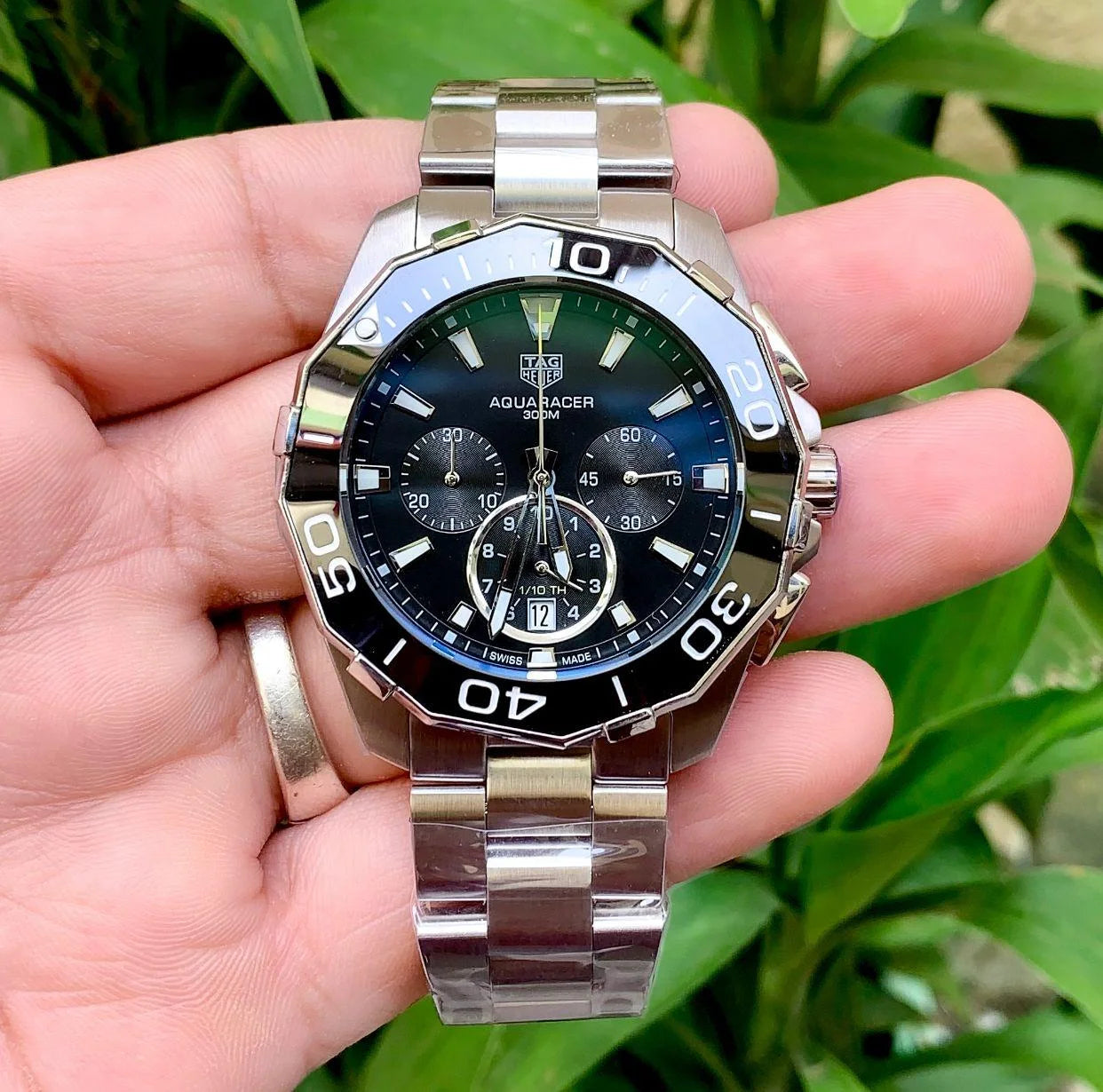 GAT Silver Chain Black Dial Heavy Japanese Machinchery Men Watch 180840