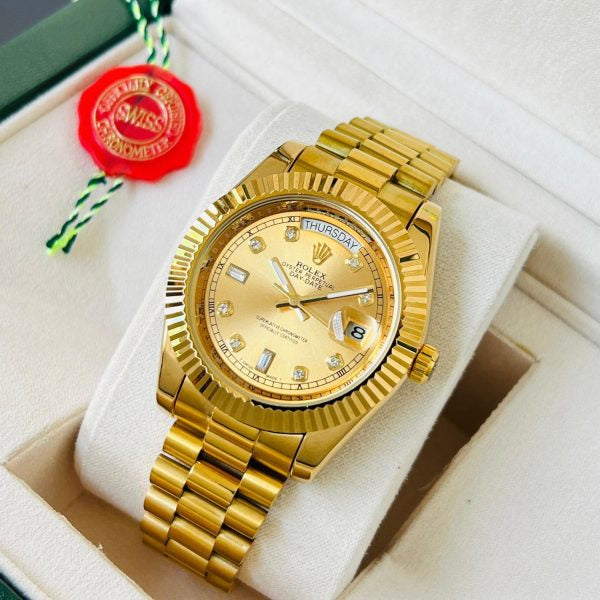 LOR Gold Automatic Chain Day Date Watch For Men 988331