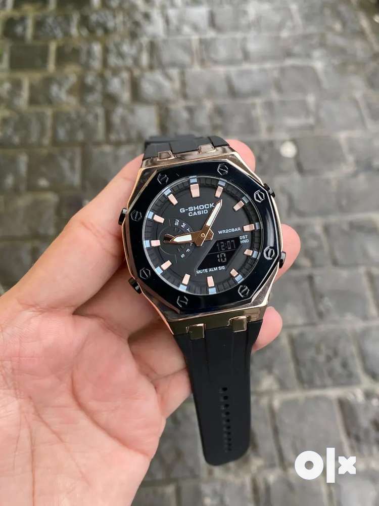 Hsg Black Silicone Strap Copper Black Dial Water resistant Sports Men Whatch 988332