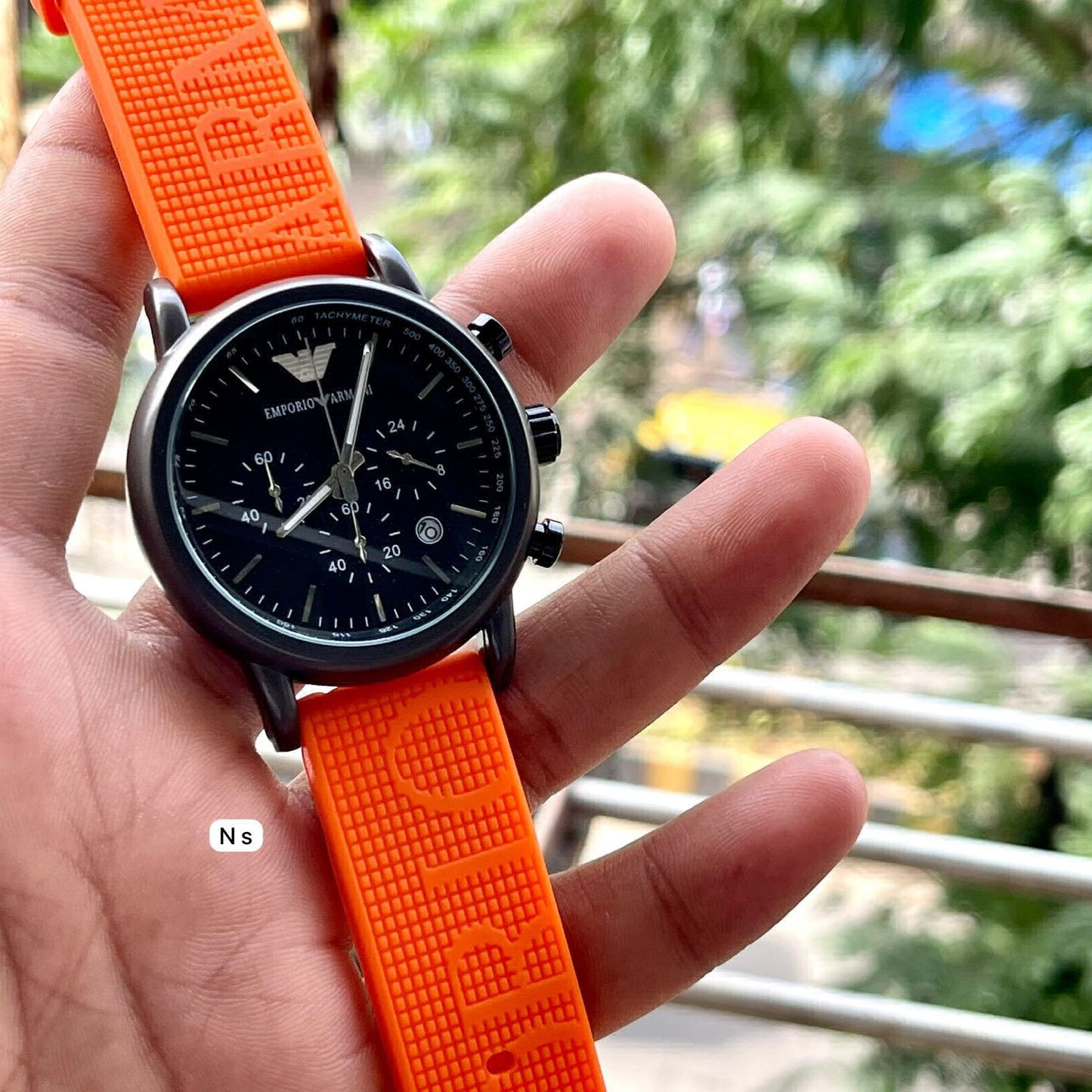 MRA ARM Orange Silicone Strap Black Dial Heavy Chronograph Men’s Watch 988366