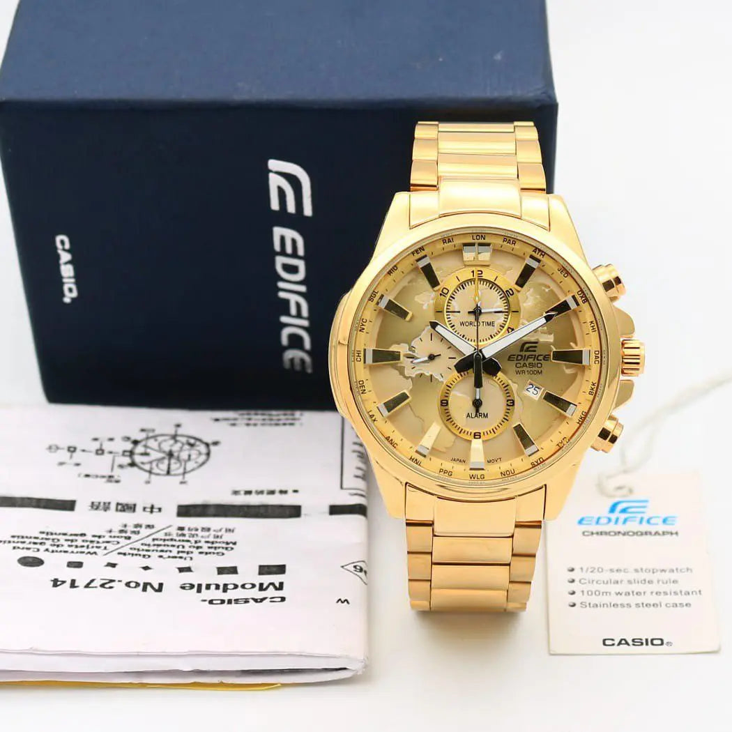 IDE Gold Chain Gold Dial Chronograph Workin Men’s Watch 988374