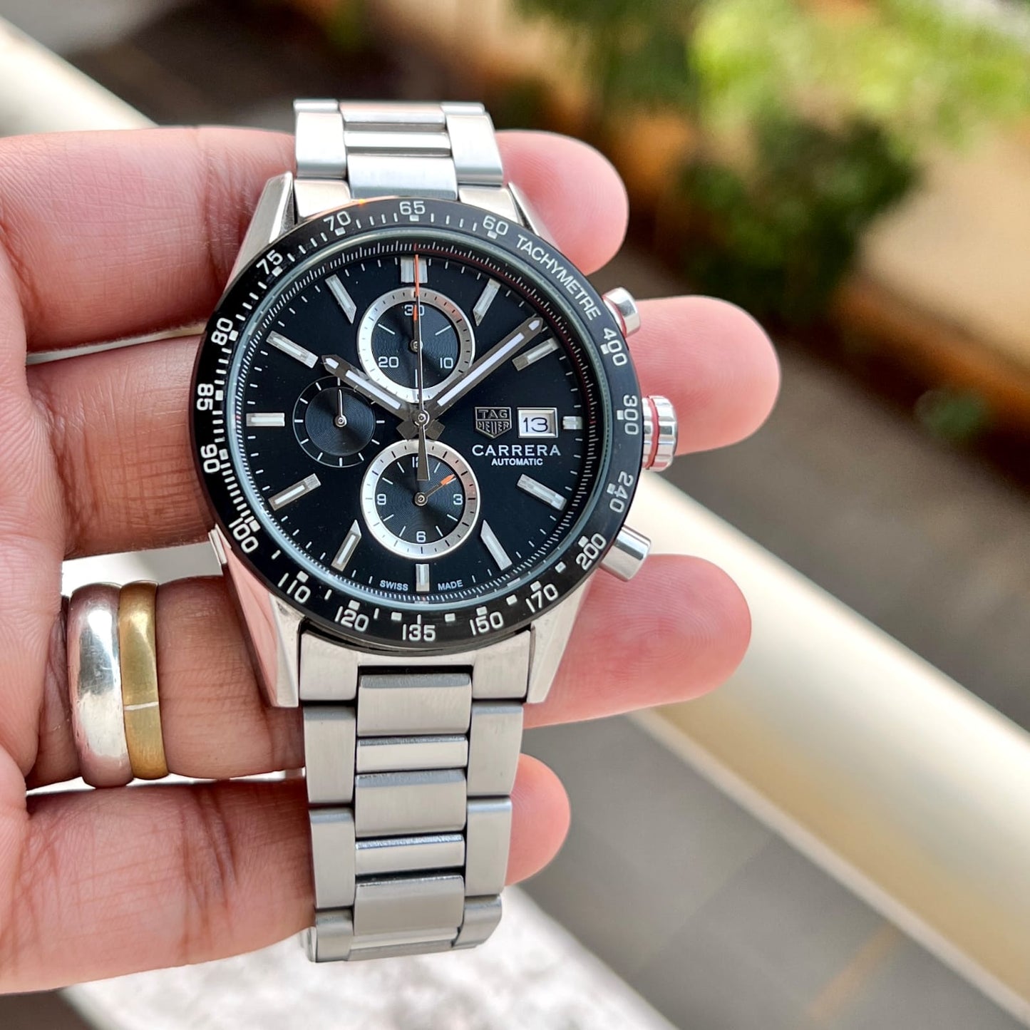 GAT Silver Chain Black Dial Premium Quality Chrono Workinh Men’s Watch 401319