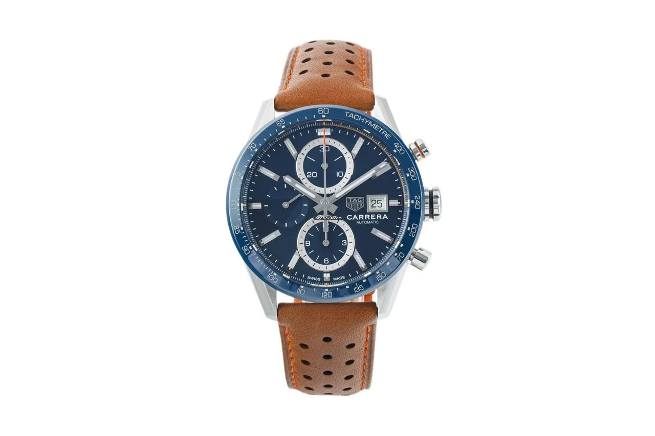 Gat Tan Leather Strap Blue Dial Heavy Japanese Machinchery Men’s Watch 988385