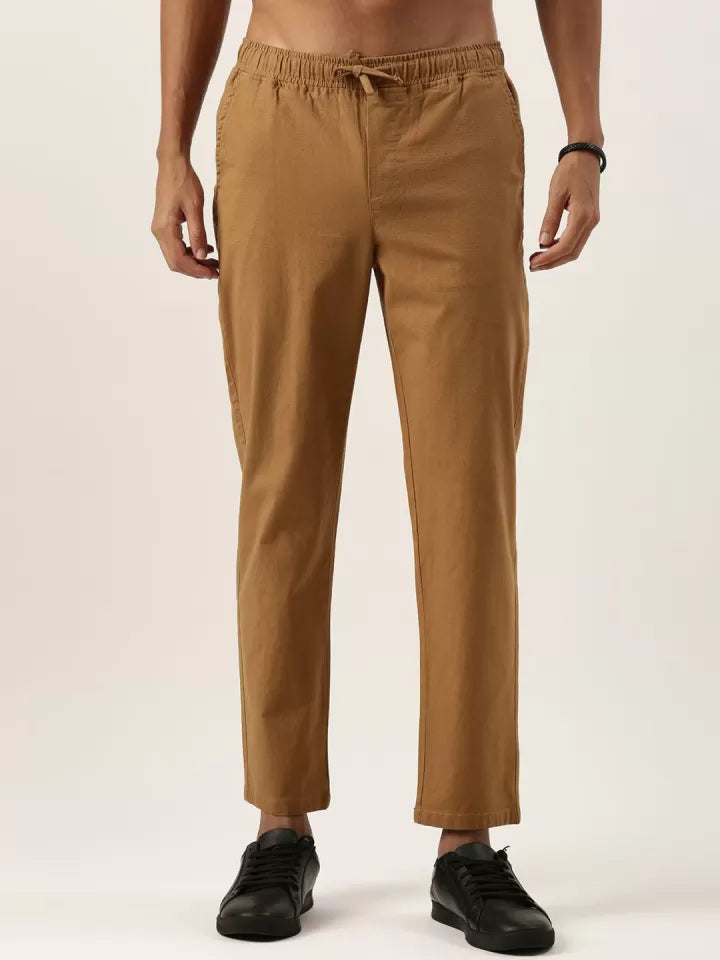 ZR Khaki Colour Linen Regular Fit Pants 28035