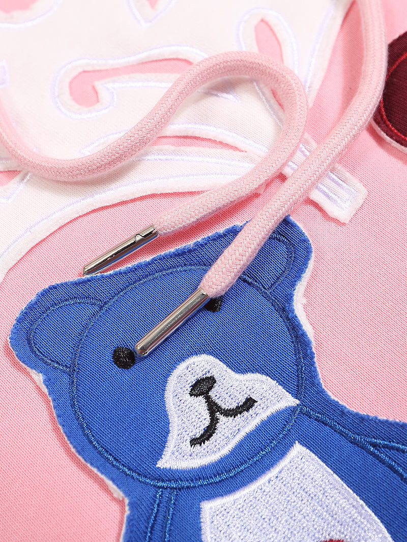 INNSERSE Peach Colour With Teddy Embroidery Oversized Premium Quality Hoodie 651