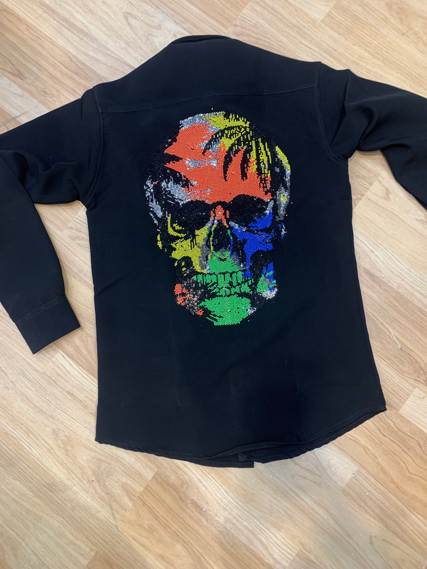 IHP Black Colour Shirt Skull face Multi Colour Stud 88913