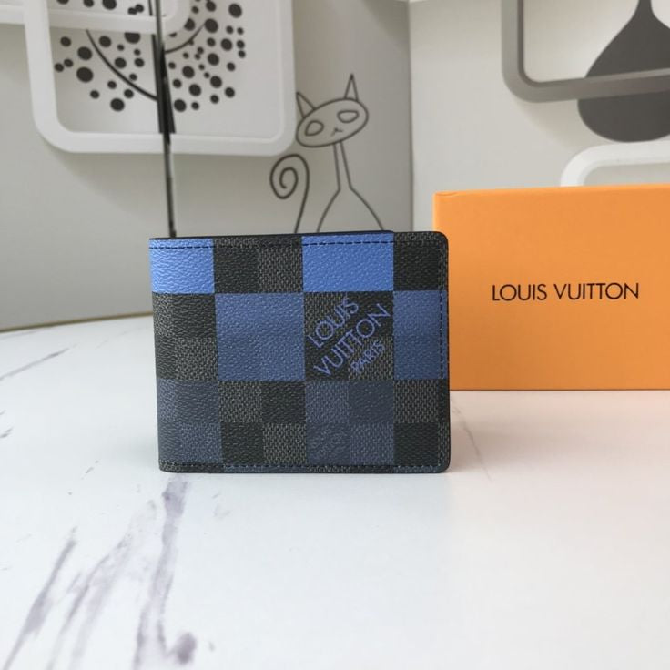 UOL LOU Blue Black check Imported Men Wallet 988484