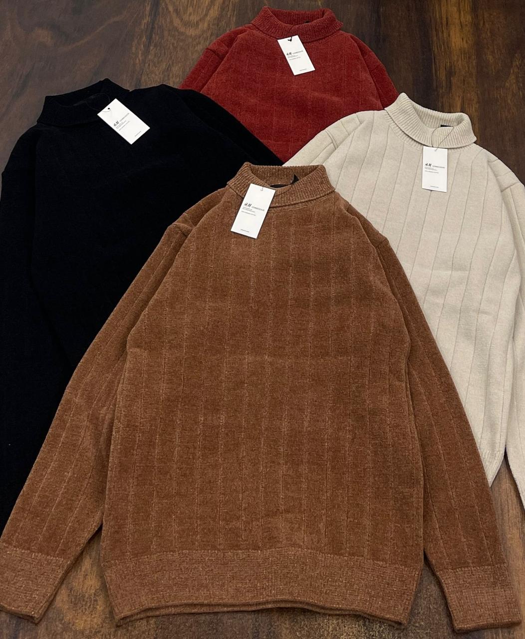 M&H High Neck Cream Colour Premium Quality Unisex Sweater 80833