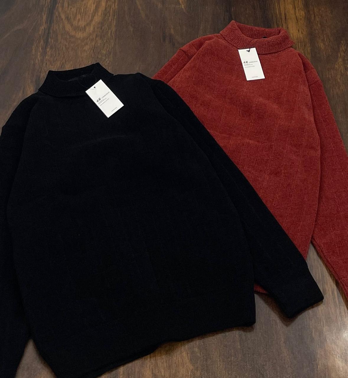 M&H High Neck Black Colour Premium Quality Unisex Sweater 80832