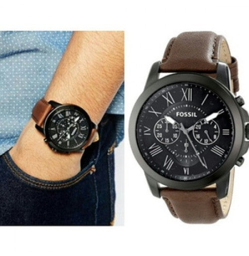 Sof Brown Strap Black Dial Chrono Watch For Men 988600
