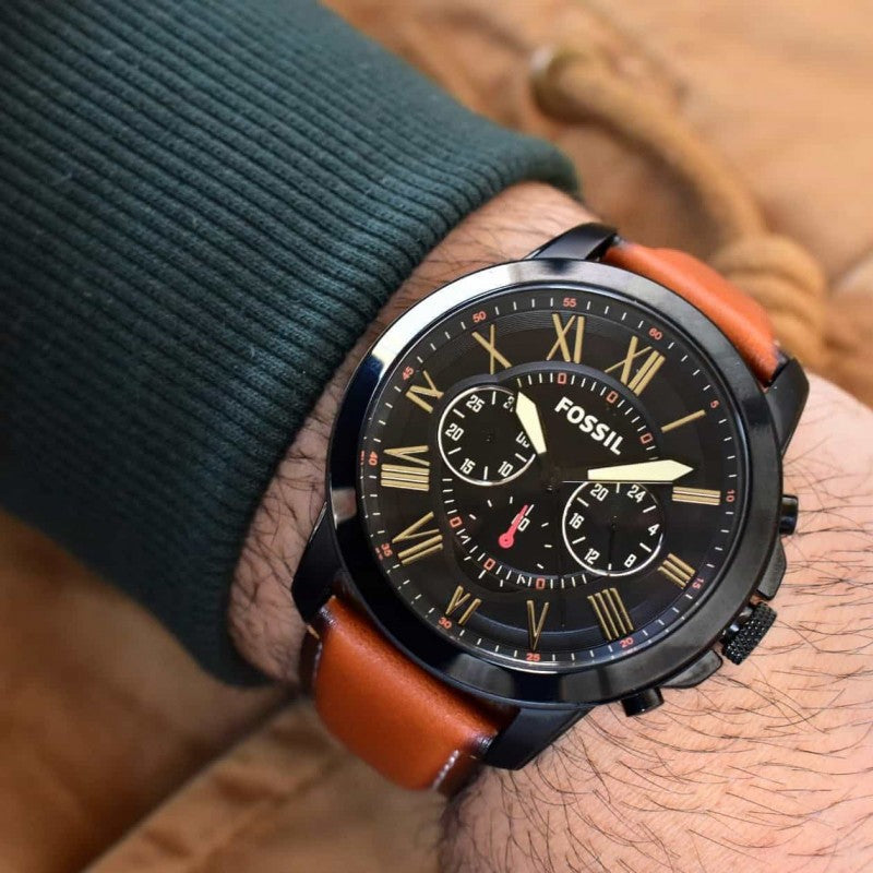 Sof Tan Strap Black Dial Chrono Watch For Men 988601