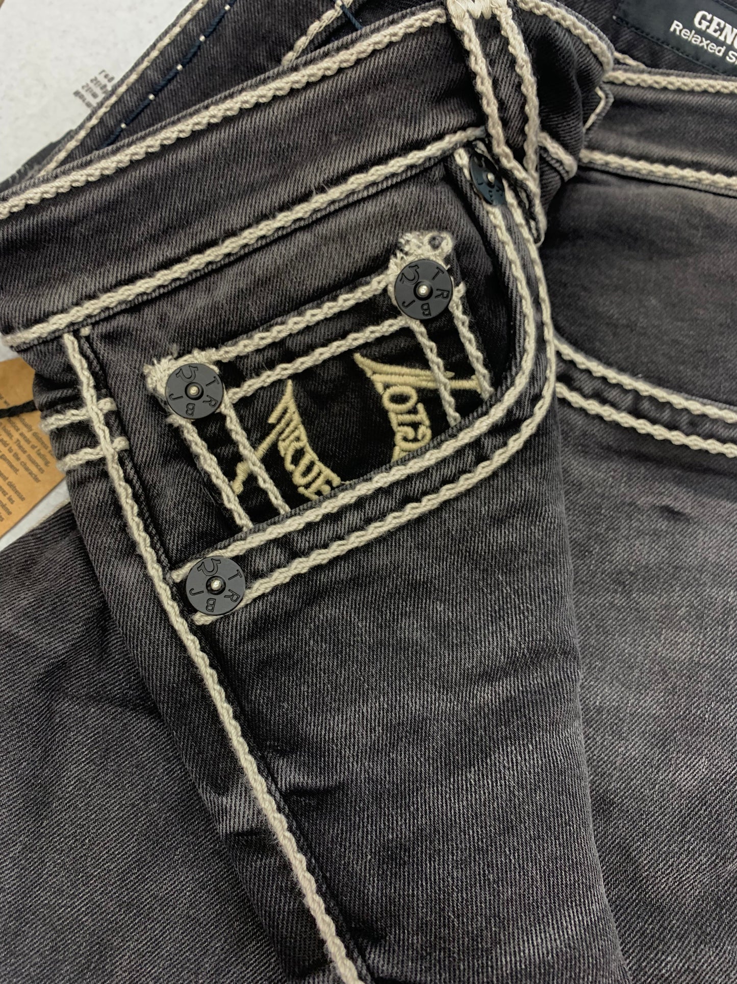 Tr Black Color with White Thread Premium Quality Jeans 3641