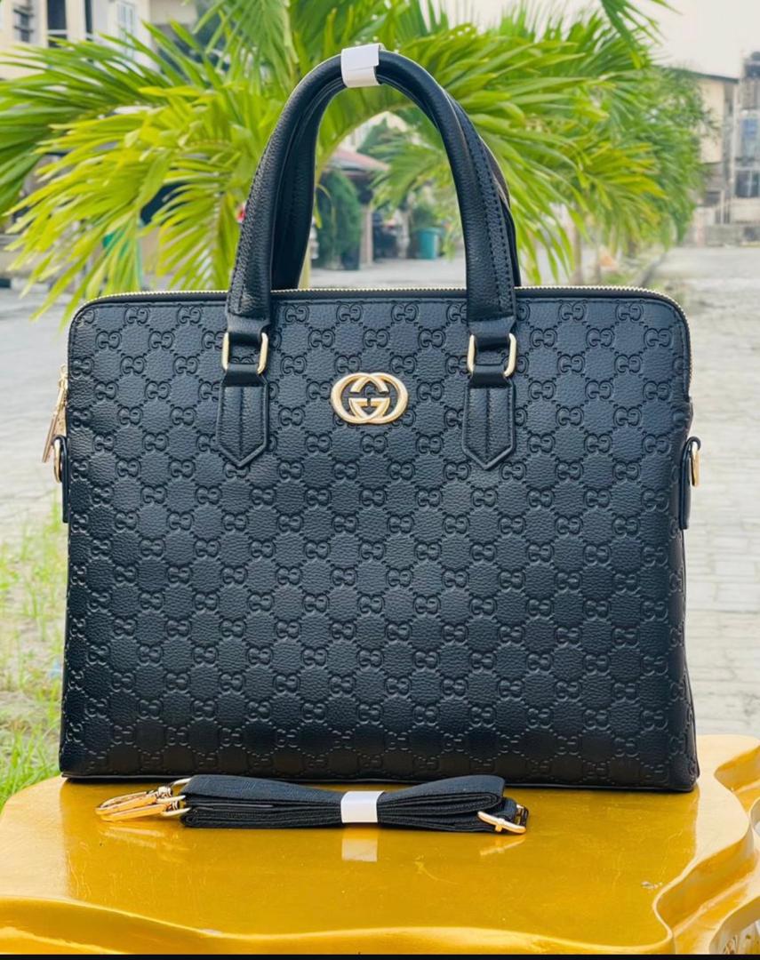 CUG GG Print Black Colour With Leather Quality Laptop Bag G205-5#