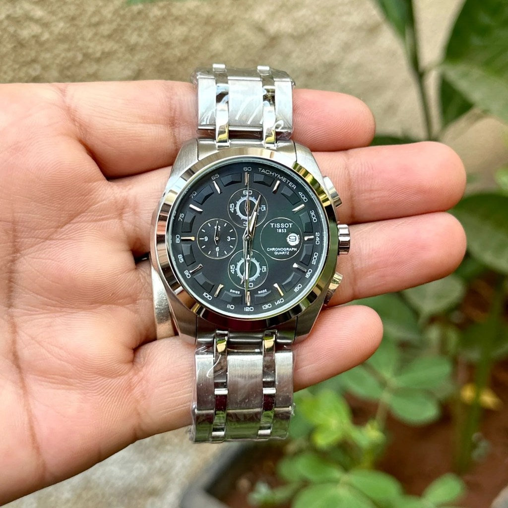 Sit Silver Chain Black Dial Chrono Working Men’s Watch 987960