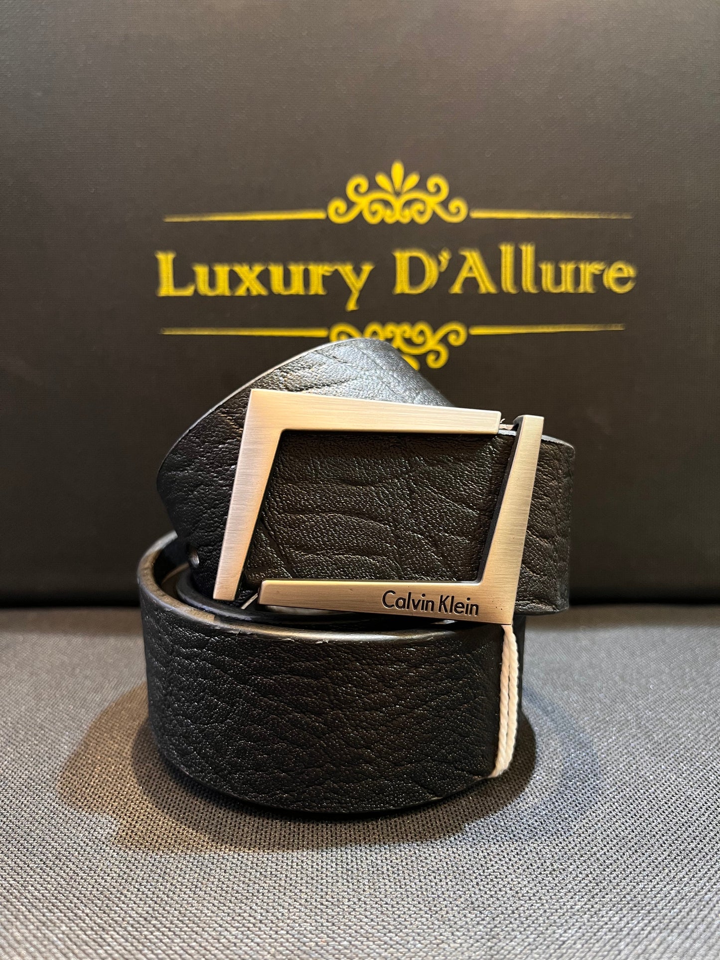 Lav Cal Black Strap Silver Graise Buckle Men’s Belt 64639