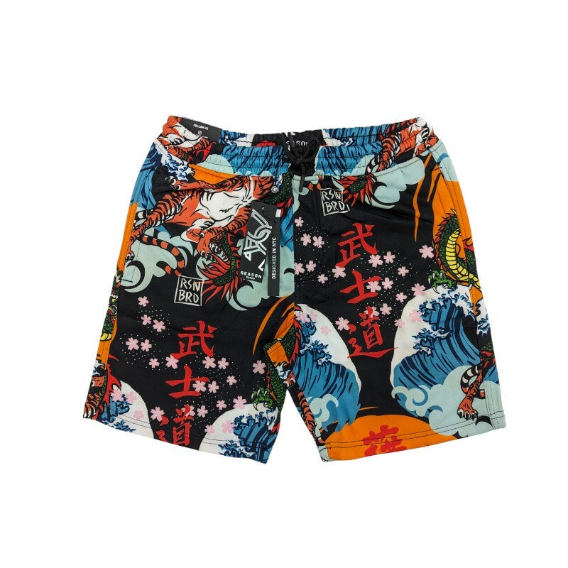REASON Orange Blue Black Printed Colour Unisex Shorts 987015