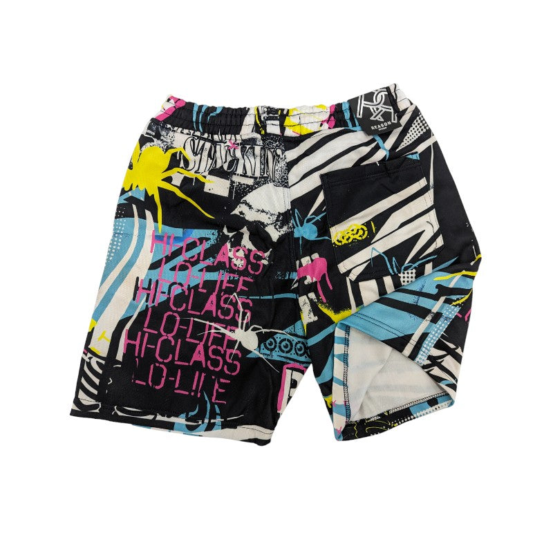 REASON Black Blue White Printed Colour Unisex Shorts 987021