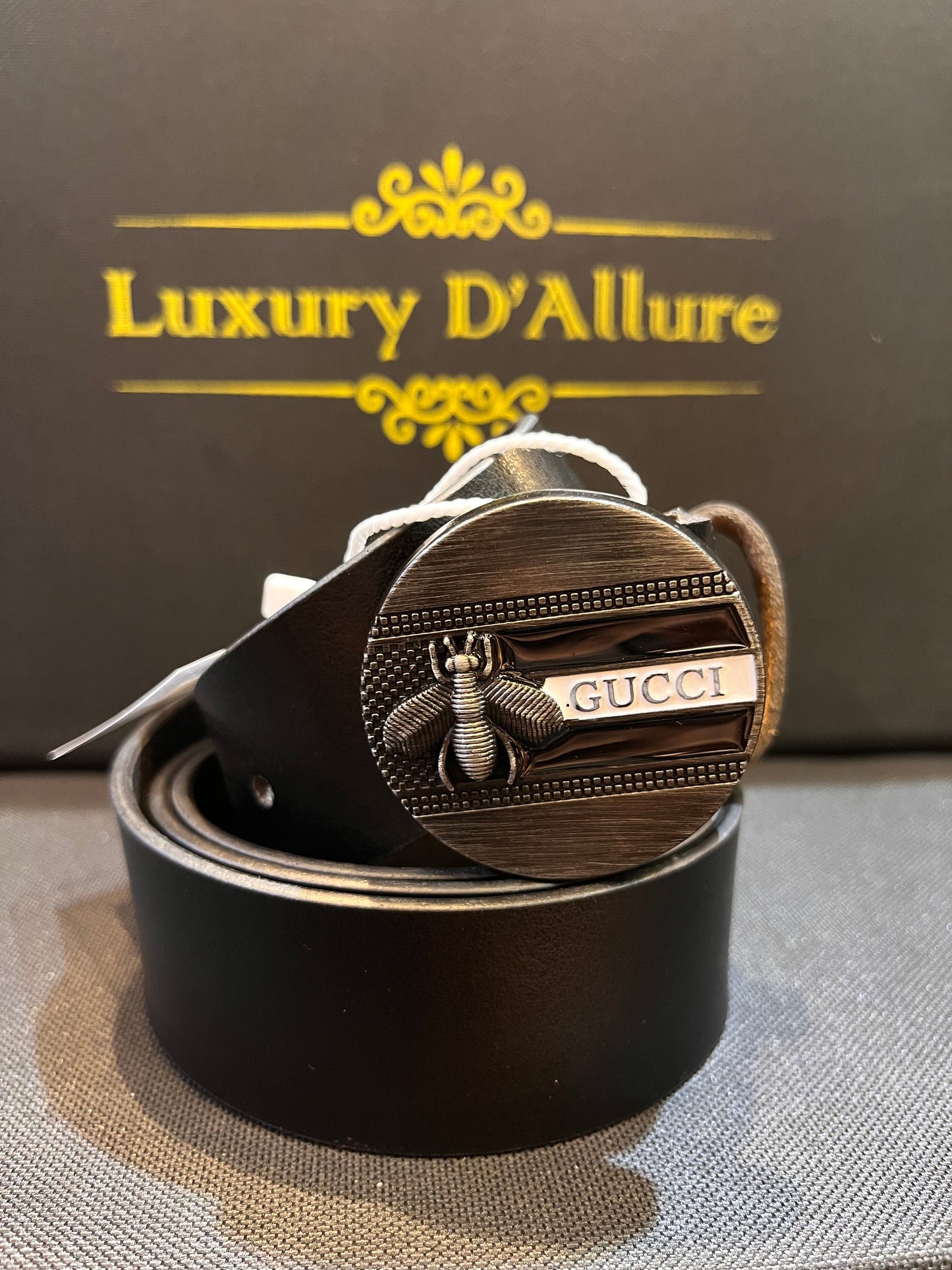 Cug Guc Black Strap White Black Buckle Men’s Belt 64650