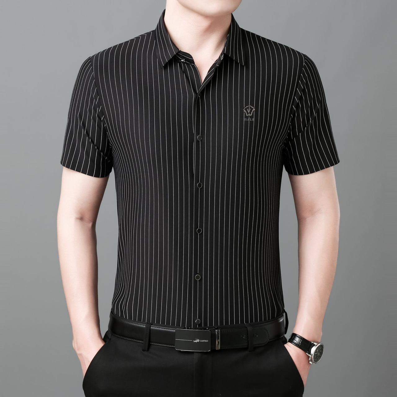 Gerong Black colour With Line Premium Quality Korean Shirt C-101