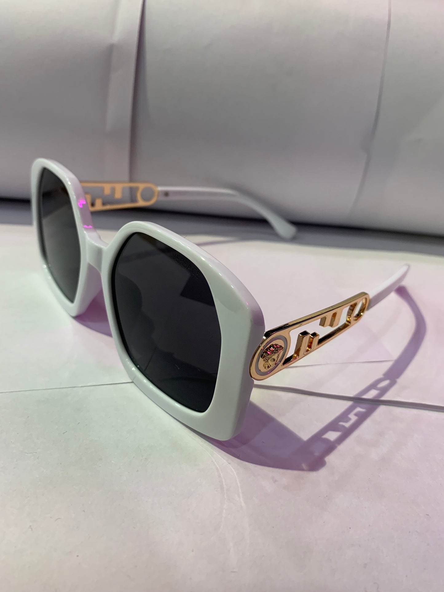 VER White Copper Frame Black Shade Unisex Sunglasses FOL036V 51 18 145