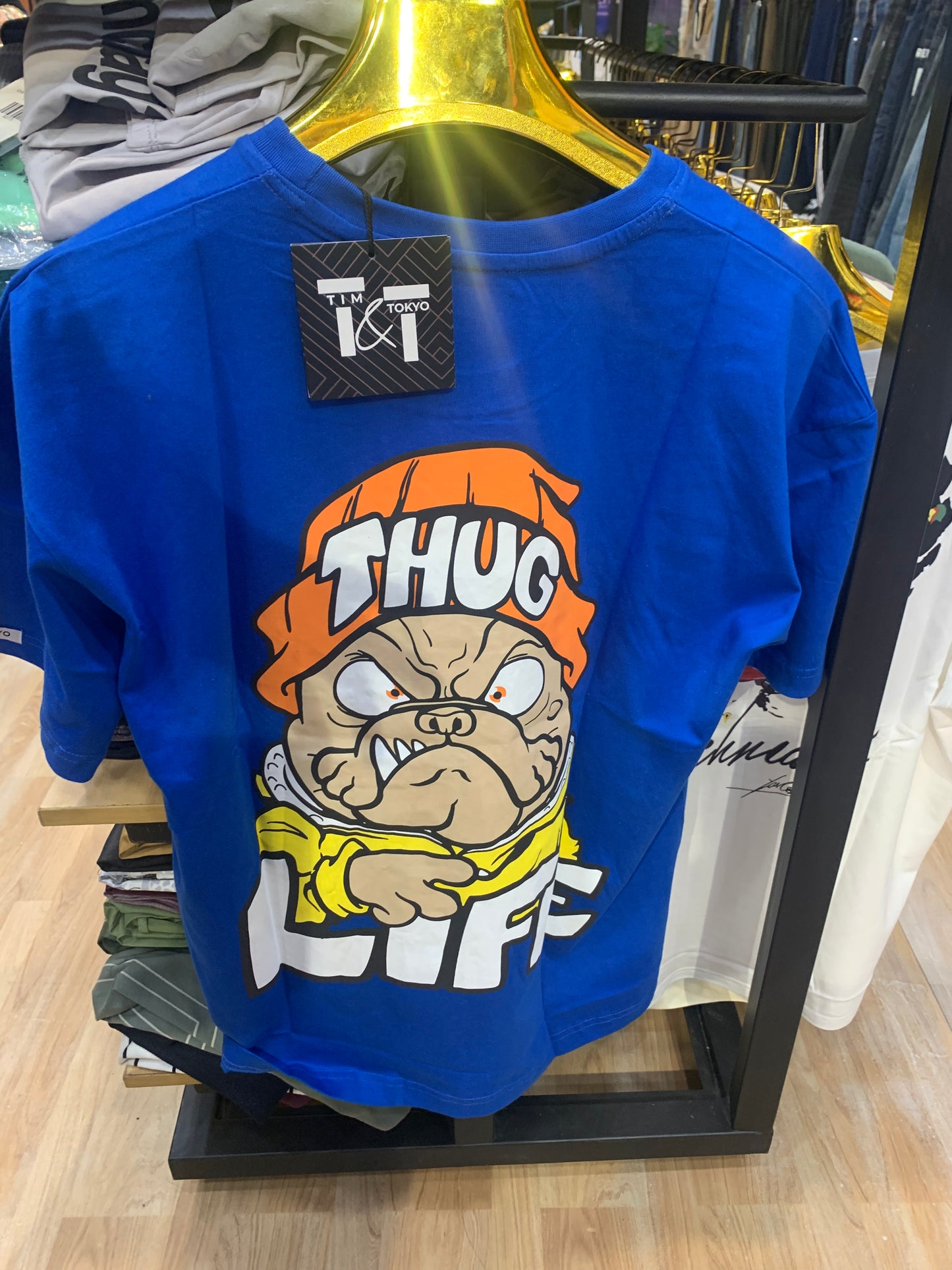 TIM & TOKYO Blue Colour White Thug Life Print Tshirt H1128