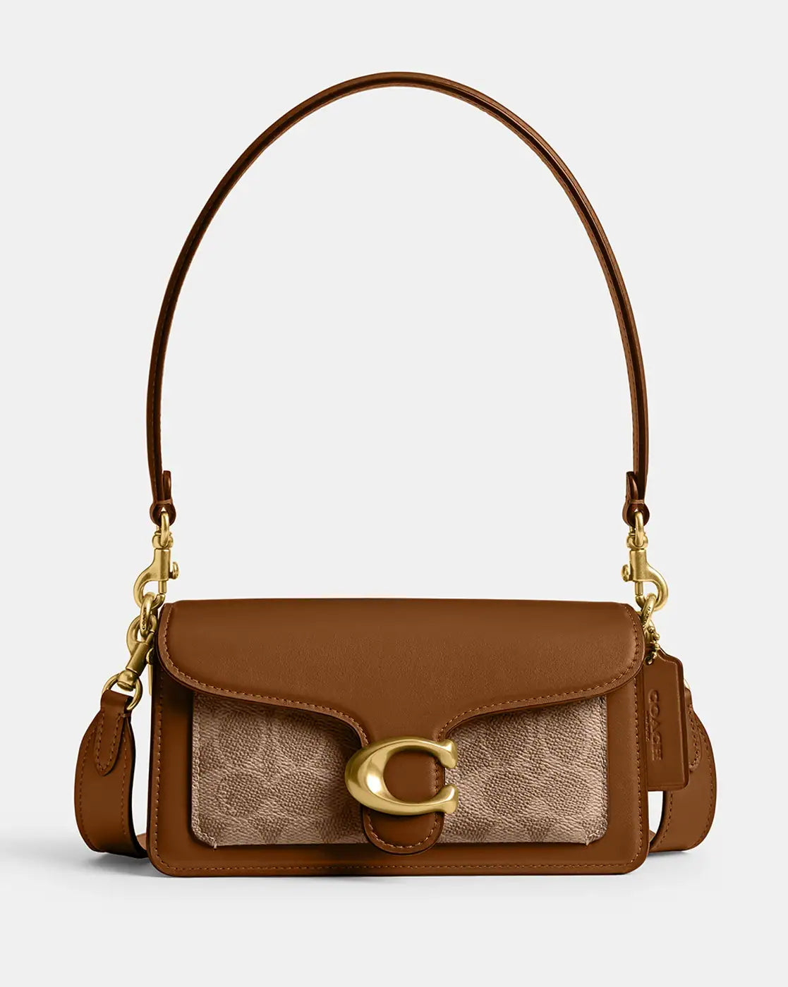 AOC COA Tan Beige Tabby Mini Shoulder Ladies Bag With Box