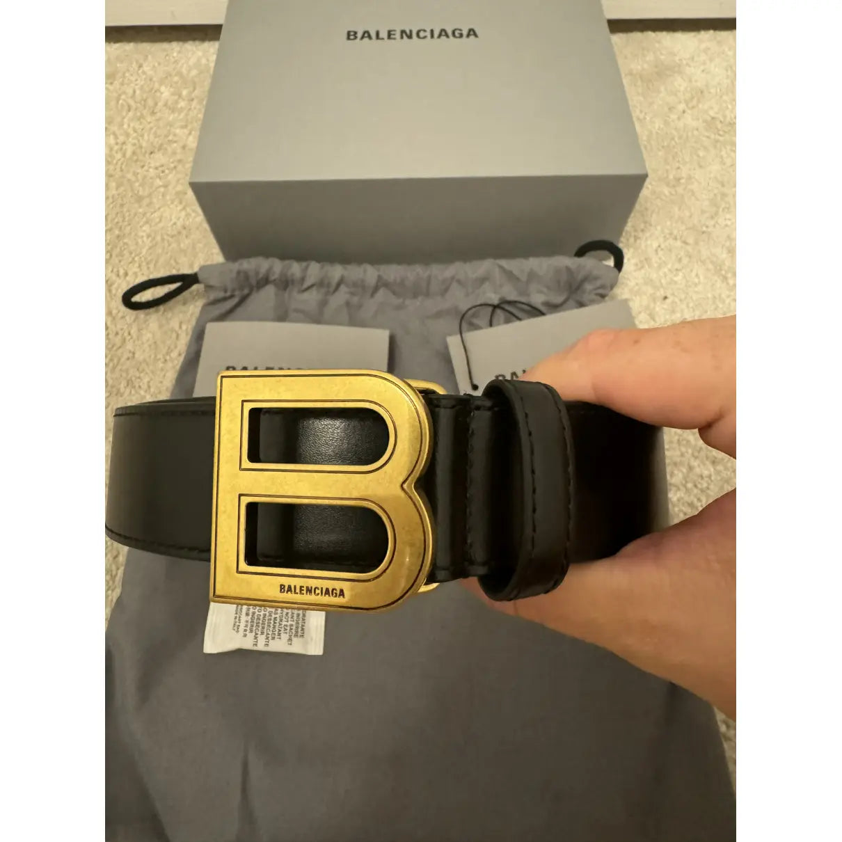 LAB Gold Buckle Black Strap Imported Italian Leather Men’s Belts 988742