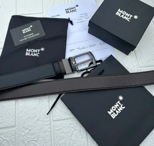 NOM Mettle Gray Buckle Black Strap Imported Italian Leather Men’s Belts 988744