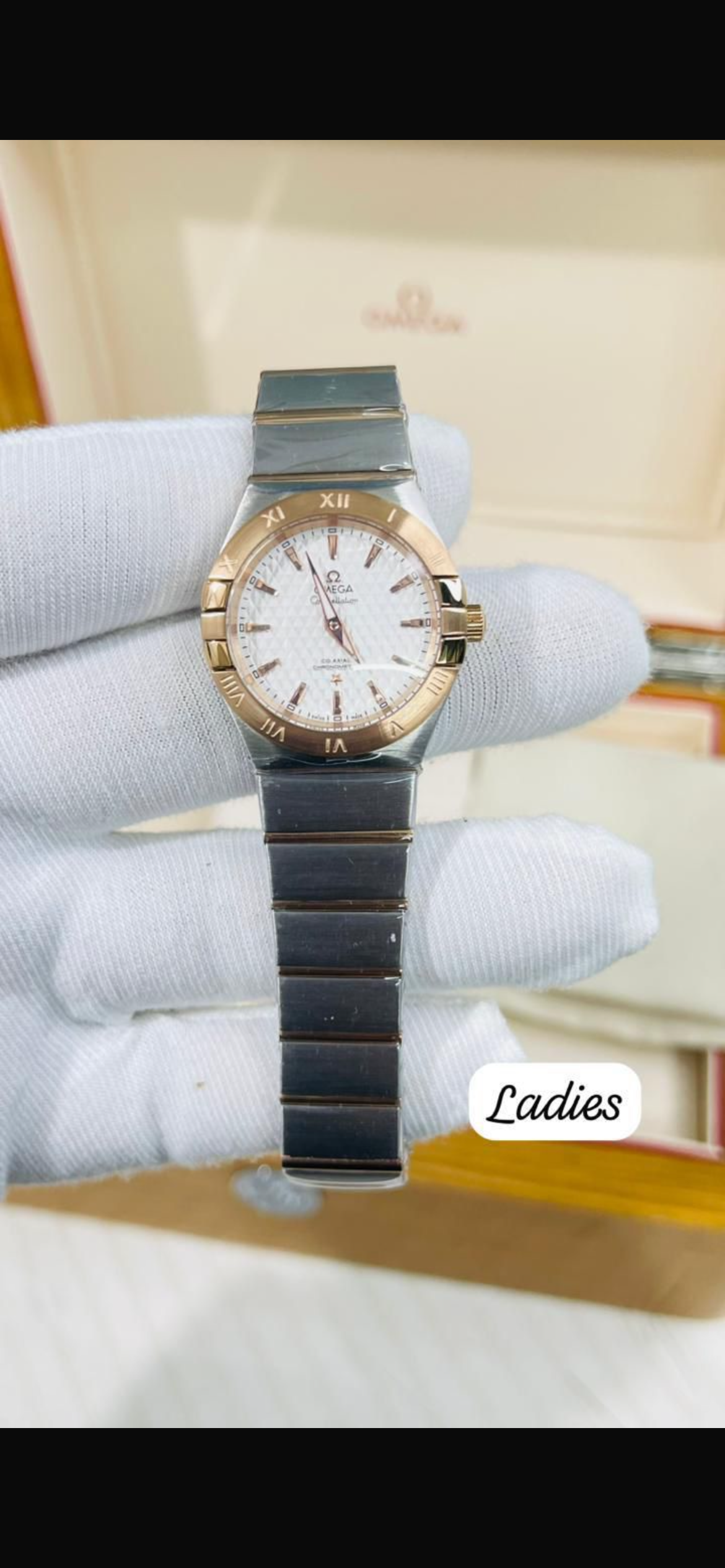 EMO Silver Copper Chain Copper Ring White Dial Premium Quality Ladies Watch 990299