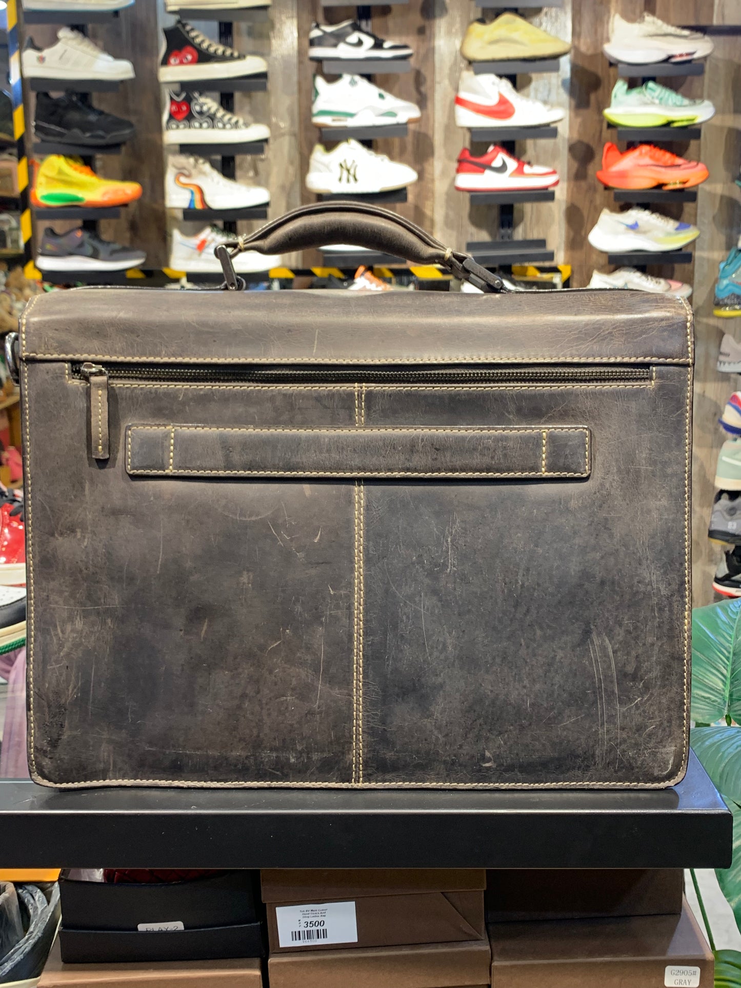 Gray Colour Genuine Leather Heavy Quality Unisex Laptop Bag 988004