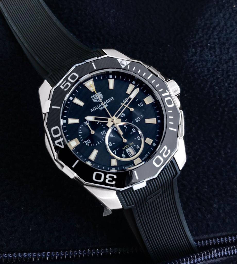 GAT Silicon Strap Black Dial Chrono Working Mens Watch 180826