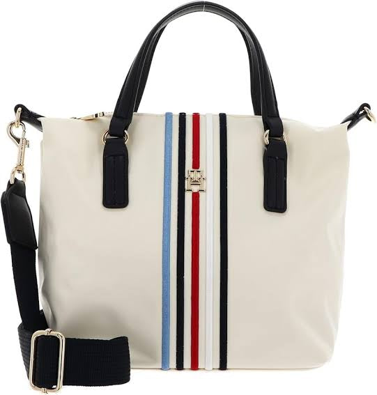 MOT TOM Blue Colour Red Blue White Stripes Premium Quality Ladies Tote Bag With Box 3001