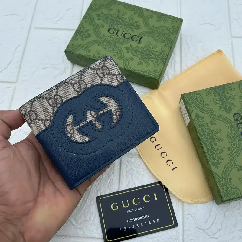 CUG GUC Black Apricot Italian Leather Men’s Wallet 989233