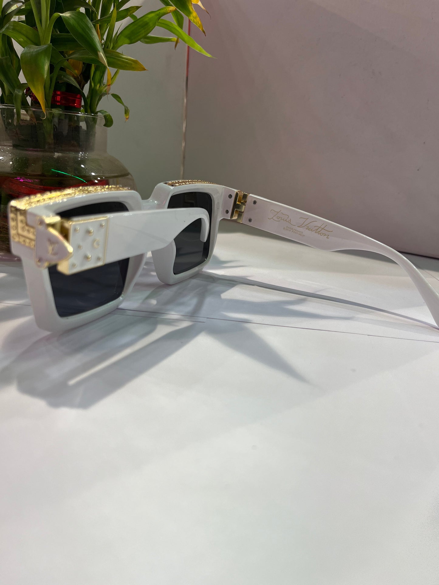 Uol Gold White Frame Black Shade Heavy Quality Sunglass M96008WNC5819