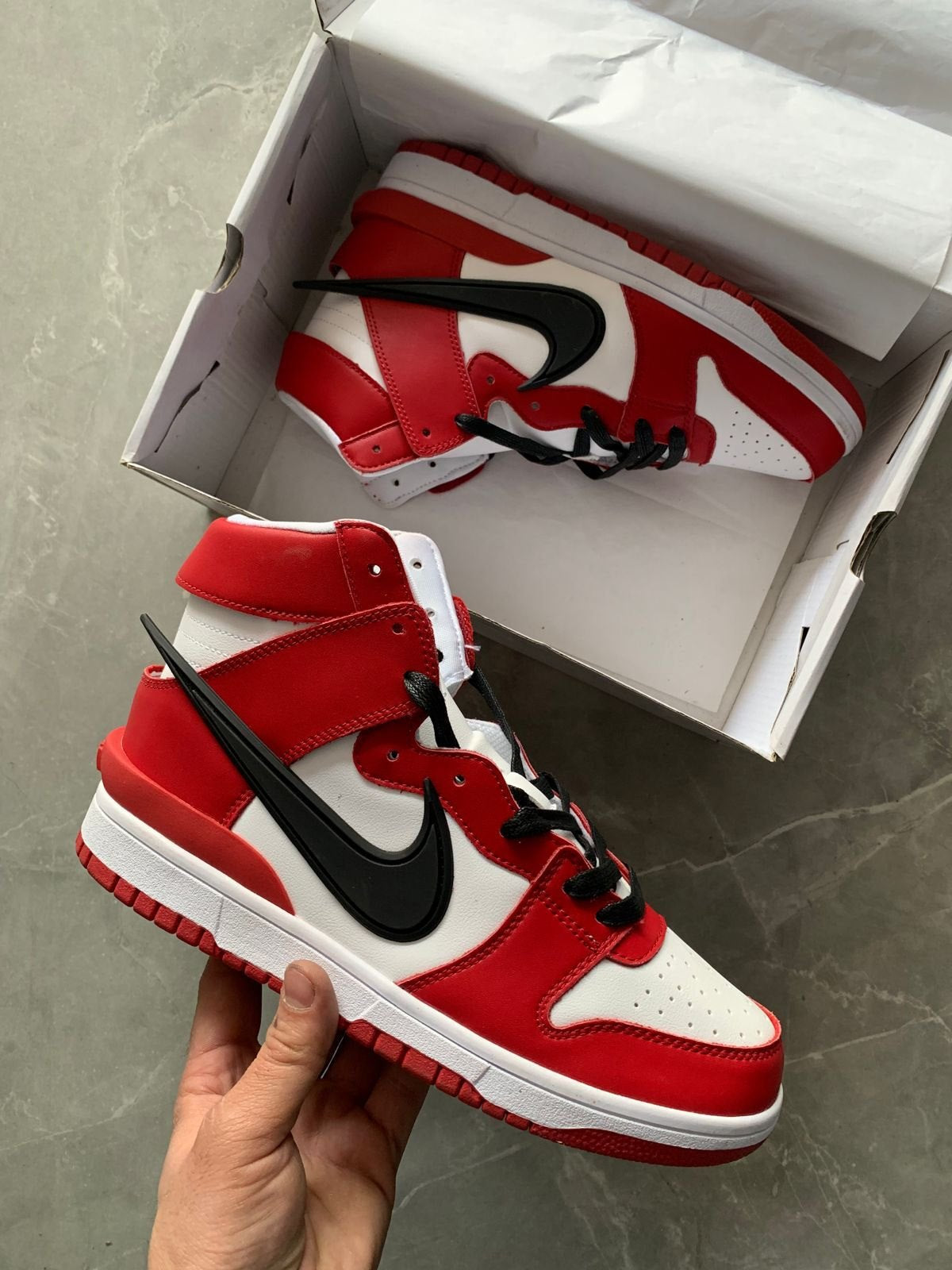 Red White Black Ambush Sports High Ankle Shoes 7544003 – Luxury D