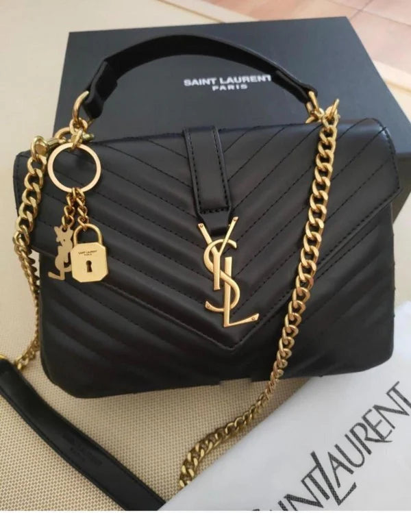 Lsy Black Gold Sling Side Ladies Bag with Chain Belt 10888