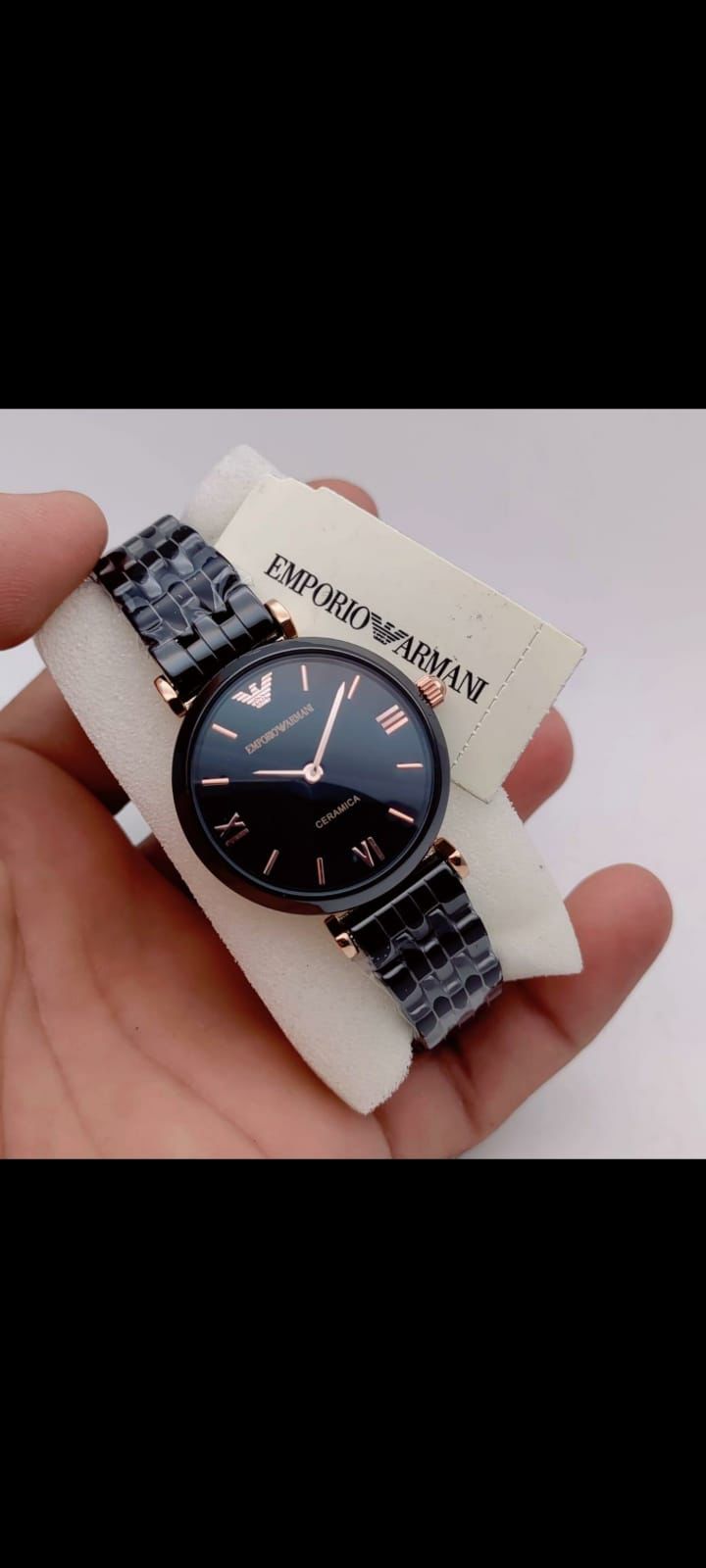 Black Chain White Copper Dial Ceramica Ladies Watch 401904