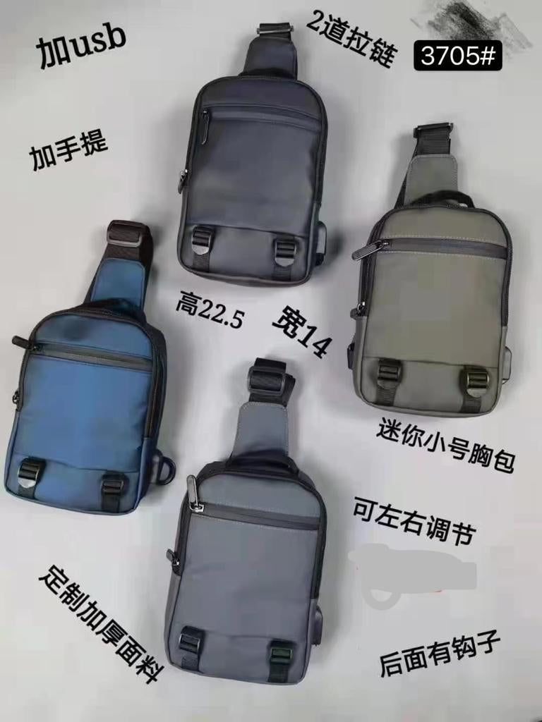 Grey Crossbody Bags Men Bags With USB Port Shoulder Bags Fashion Waist Bags Nylon Handbags Backpacks Chest Bag 37052