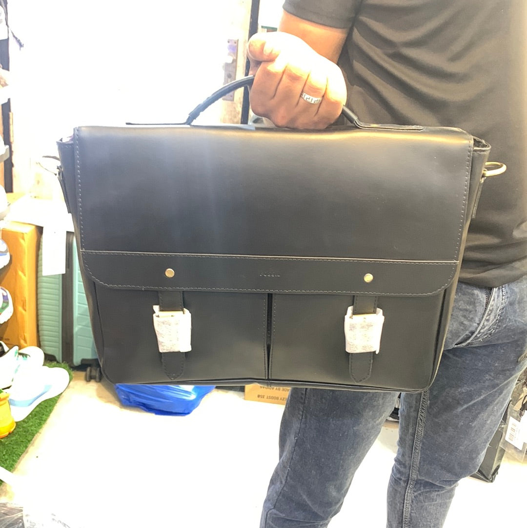Sof Plane Black Colour Genuine Leather Heavy Quality Laptop Bag 77005