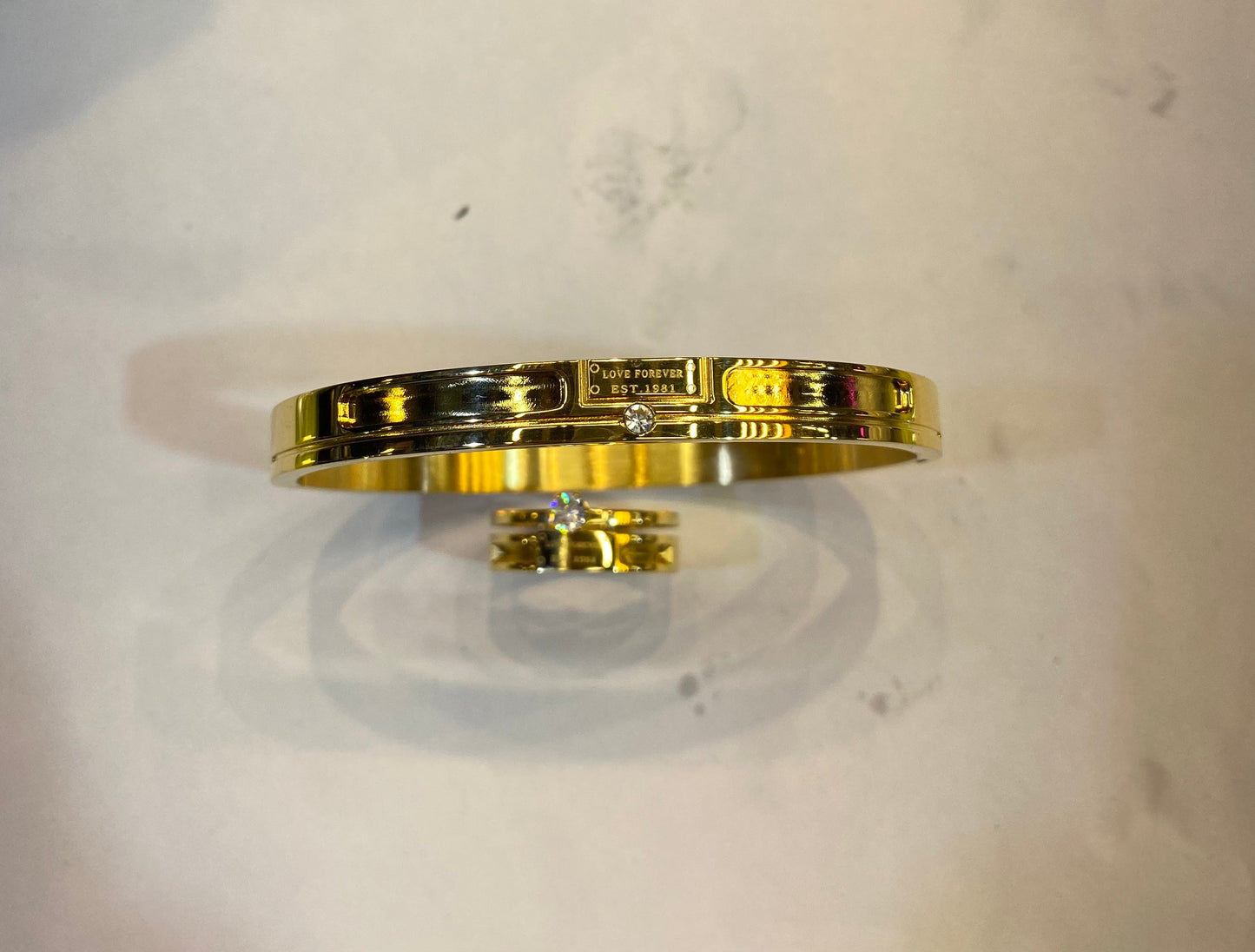 Gold Colour Diamond Studded With Ring Heavy Quality Combo Bracelet 199934
