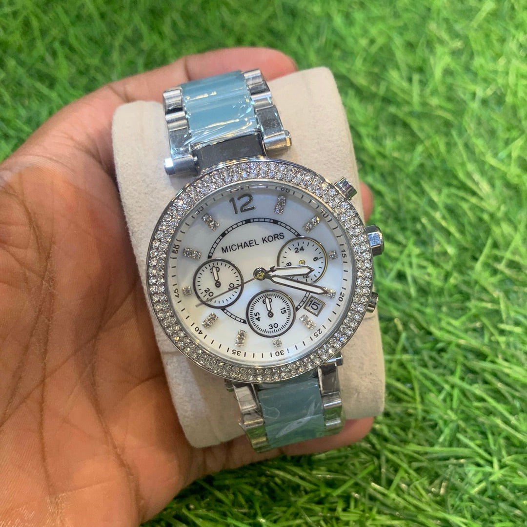 Cim Sliver Blue Chain White Dial Ladies Watch 400403