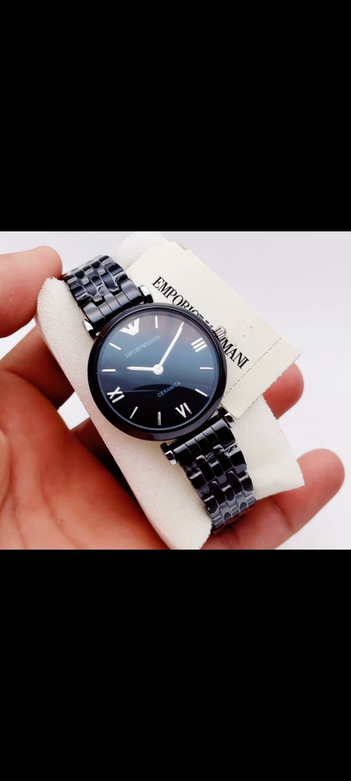 MRA Black Chain White Copper Dial Ceramica Ladies Watch 401905
