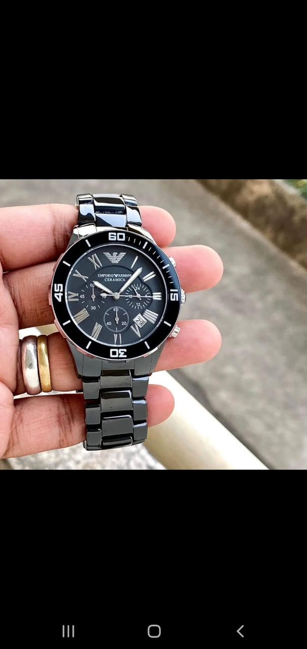 MRA Black Chain Black Dial Chrono Ceramic Working Men Watch 401116
