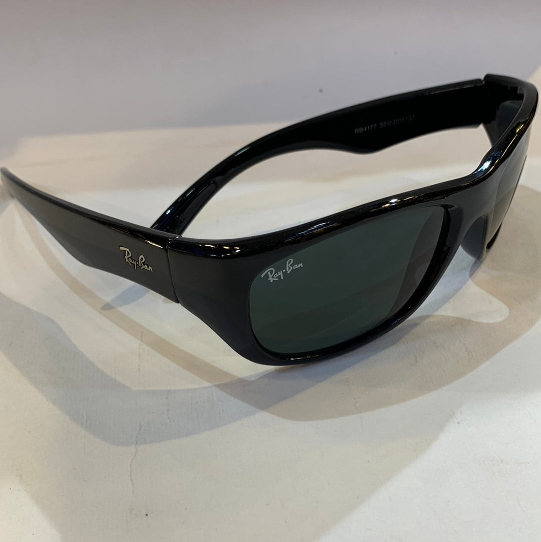 YAR RB Glossy Black Frame Black Shade Unisex Sunglass RB4177 55 20 127