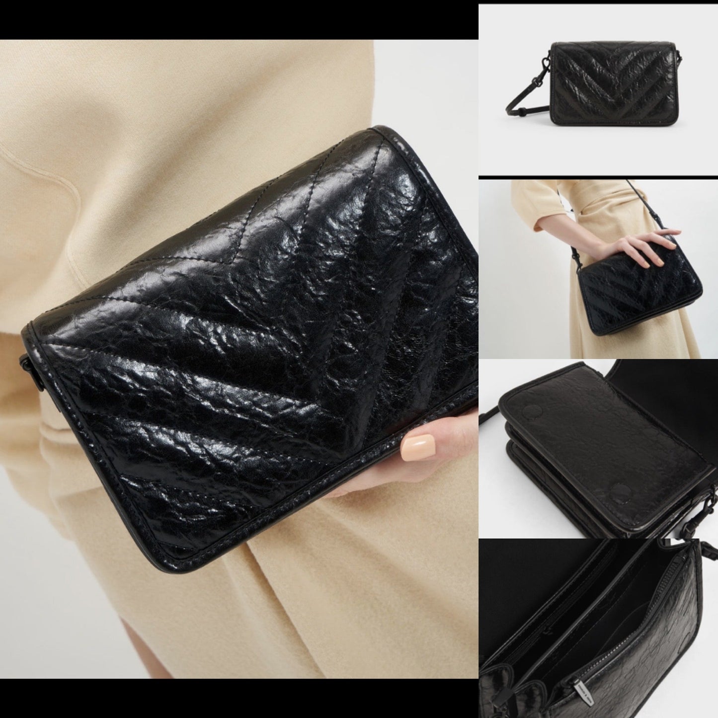 Black Colour Charles & Keith Ladies Hand Bag