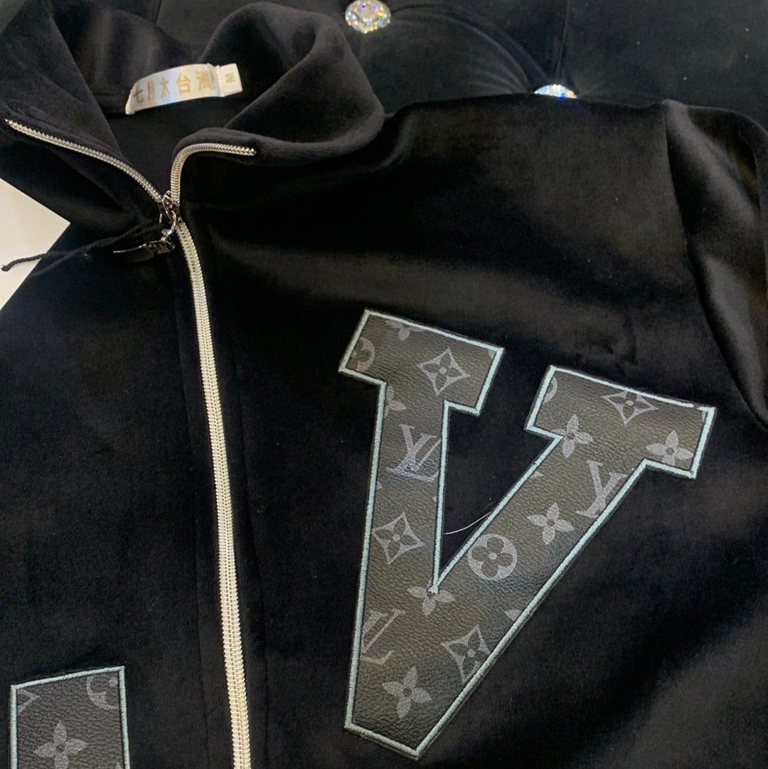VL LOU UOL Black Colour VL Logo Loop Knit Fabric Imported Fabric Quality Versity Jacket 9398