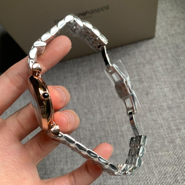 Mra Rose Gold Silver Chain White Dial Ladies Watch
