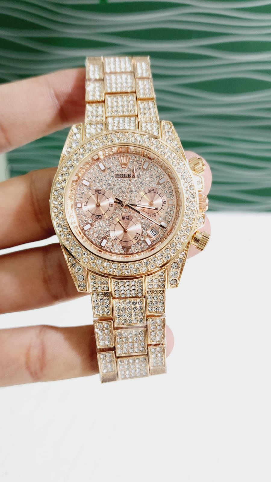 Rose Gold Diamond Man Watch