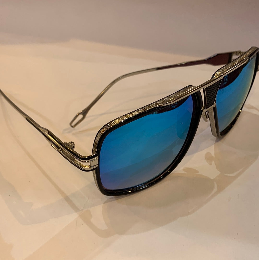 TID Silver Frame Blue Brown Shade Unisex Branded Sunglasses 1891 COL 63 15-126