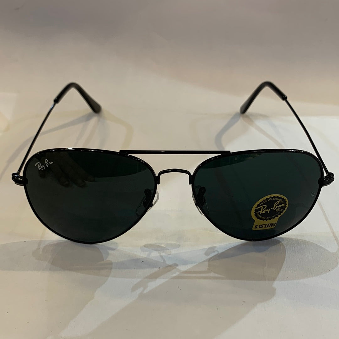 YAR RB Black Frame Black Shade Unisex Aviator Sunglass RB 3026 62 14-135